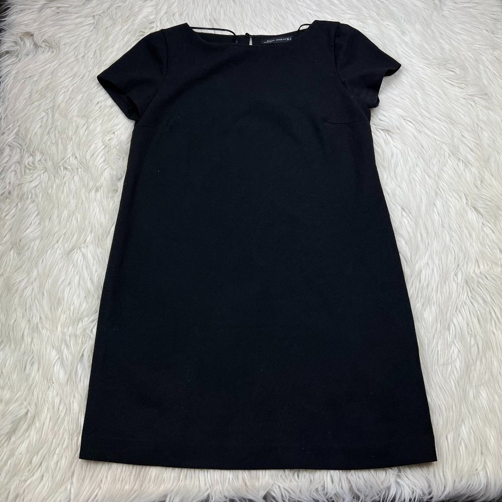 Zara Women's Black Short Sleeve Mini Shift Dress